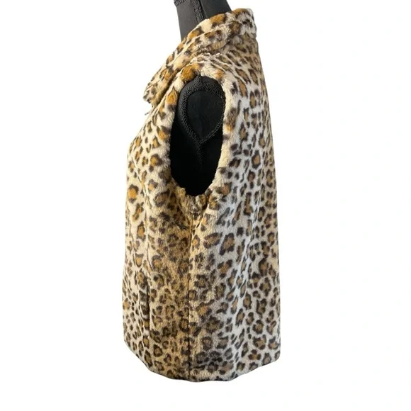Fever Faux Fur Leopard Print Zip Vest – Size M - Picture 3 of 8